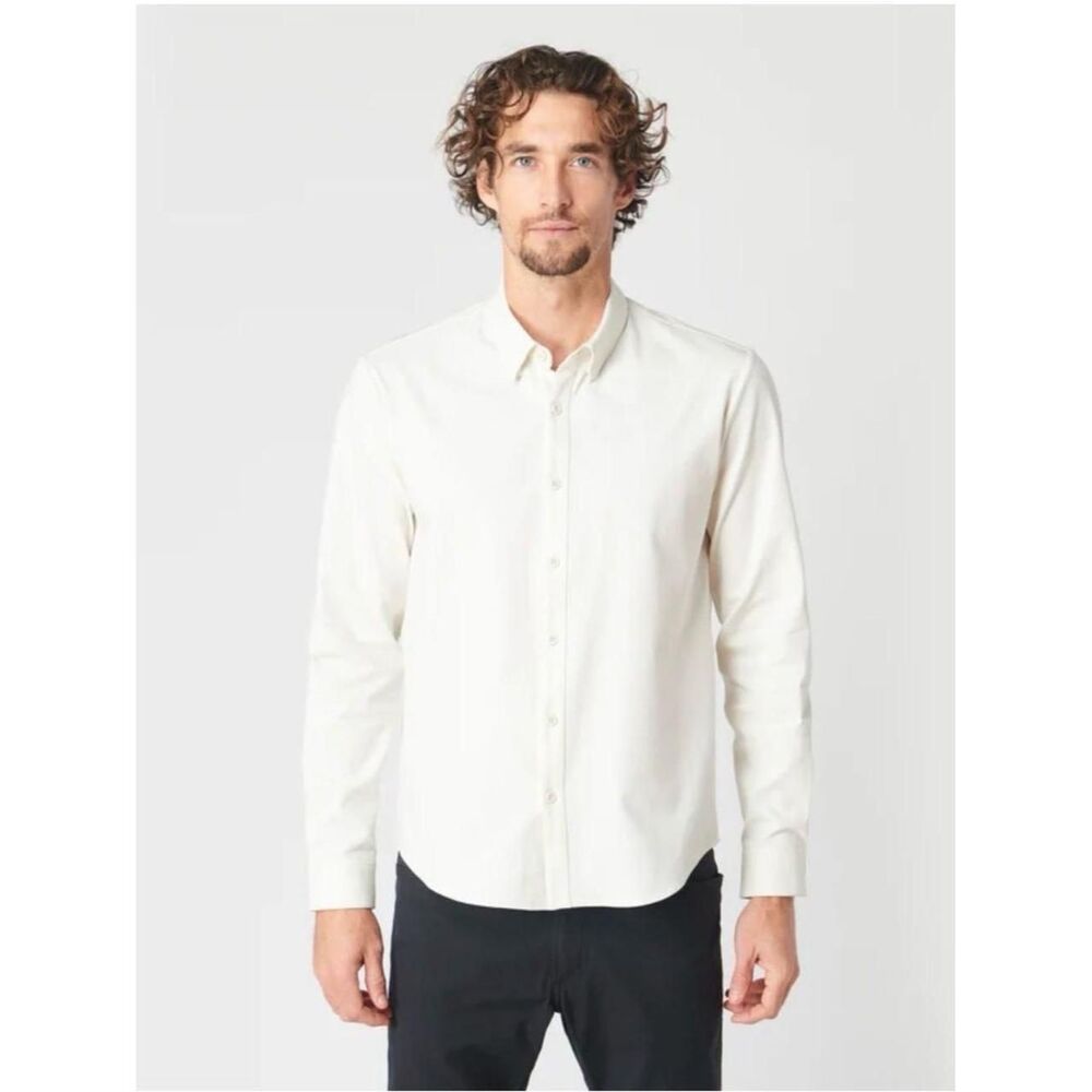 Western Rise Men's Ivory Button Down Shirt Stretch size L Tech Business Casual